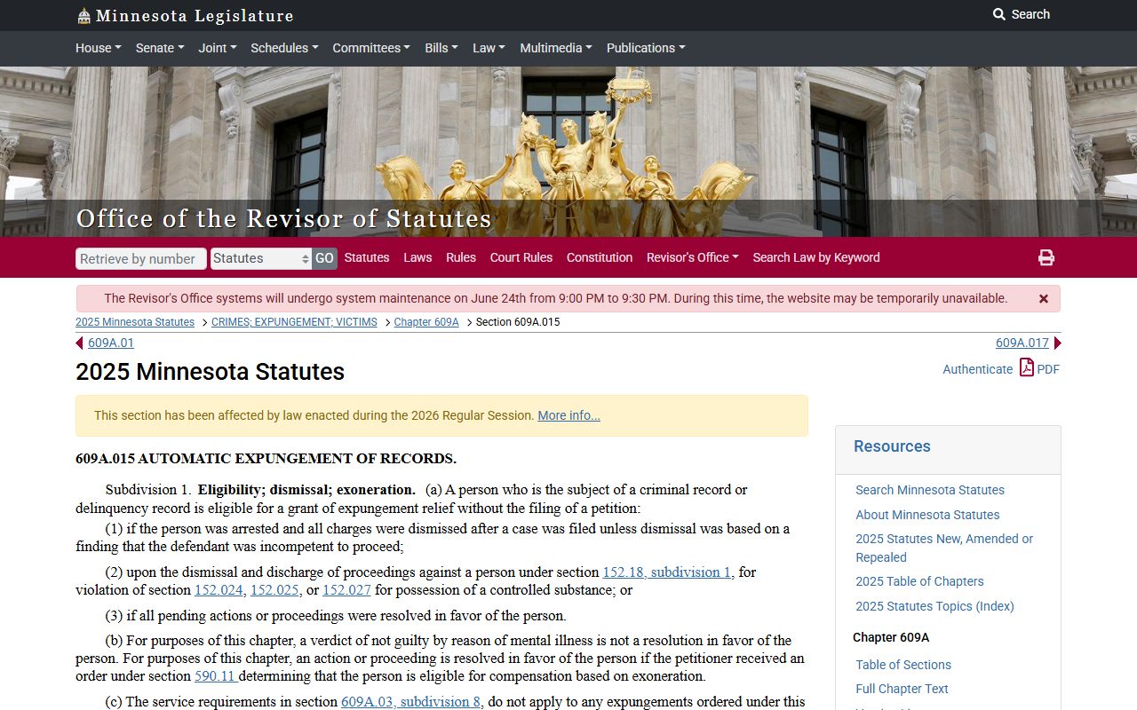 Anoka County arrest records automatic expungement source