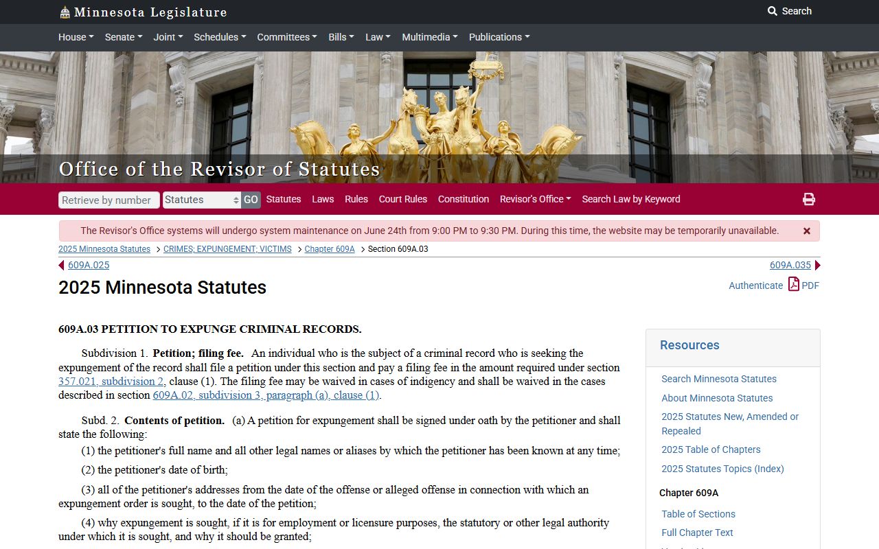 Anoka County arrest records expungement petition source