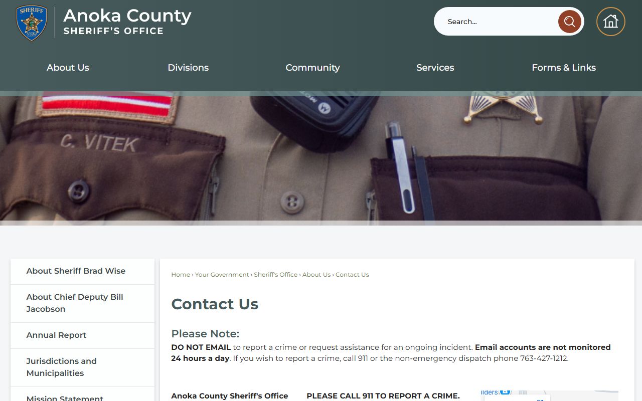 Anoka County arrest records Sheriff's Office contact source