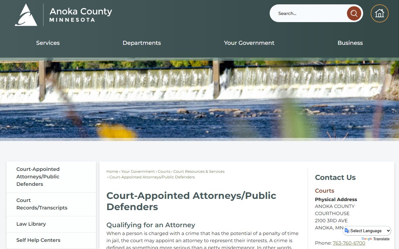 Anoka County criminal court records public defender source
