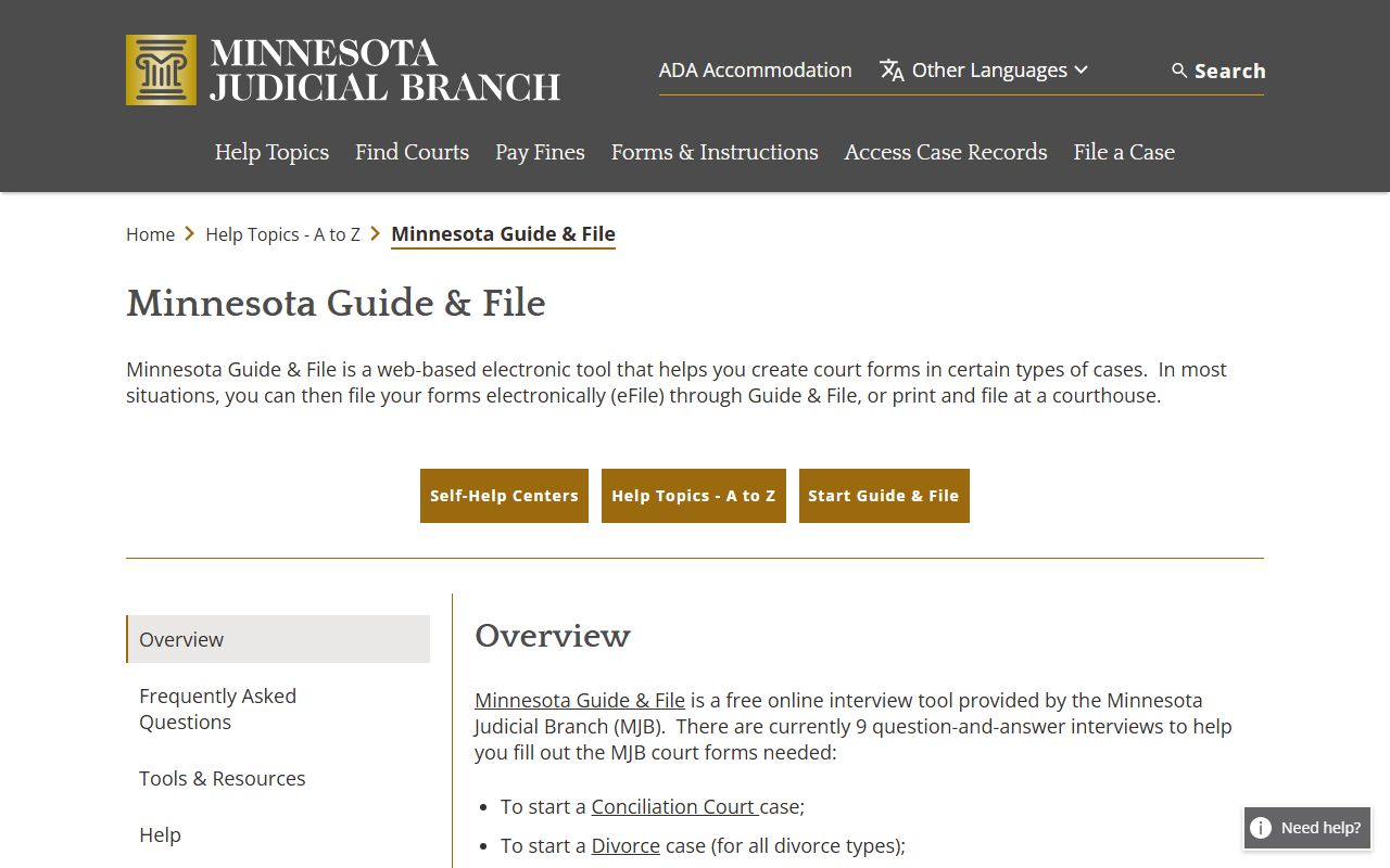Anoka County District Court Minnesota Guide and File page