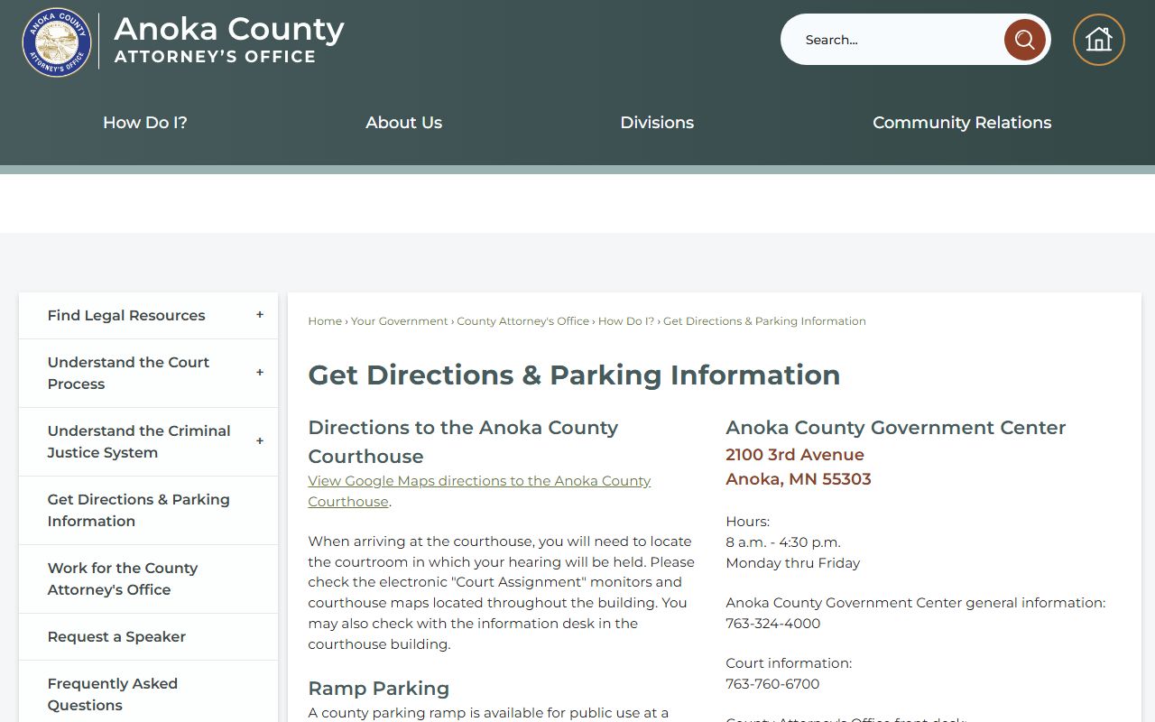 Anoka County Court records courthouse parking and access