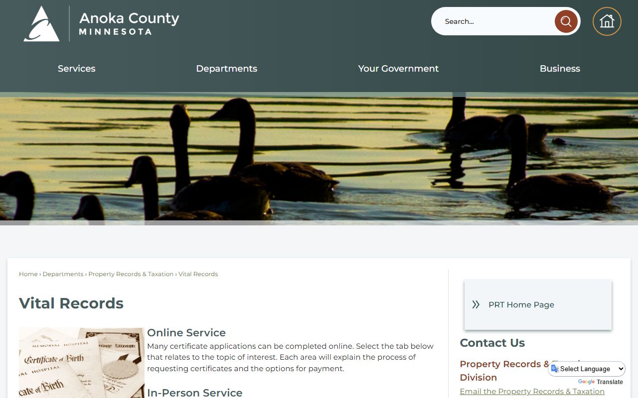 Anoka County marriage divorce and vital records office